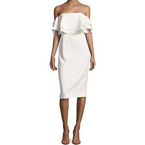 Forever 21 Strapless Ruffle Midi Polyester & Spandex Semi Formal Dress Sz S